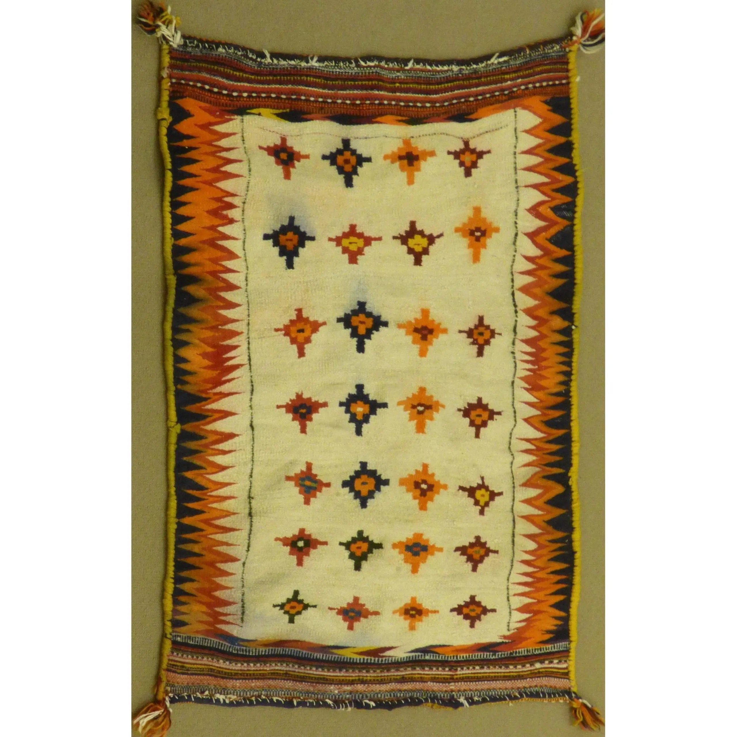 One Of The Kind Authentic Hand-Knotted Sanandaj Vintage Kilim 4'2" X 3'2"